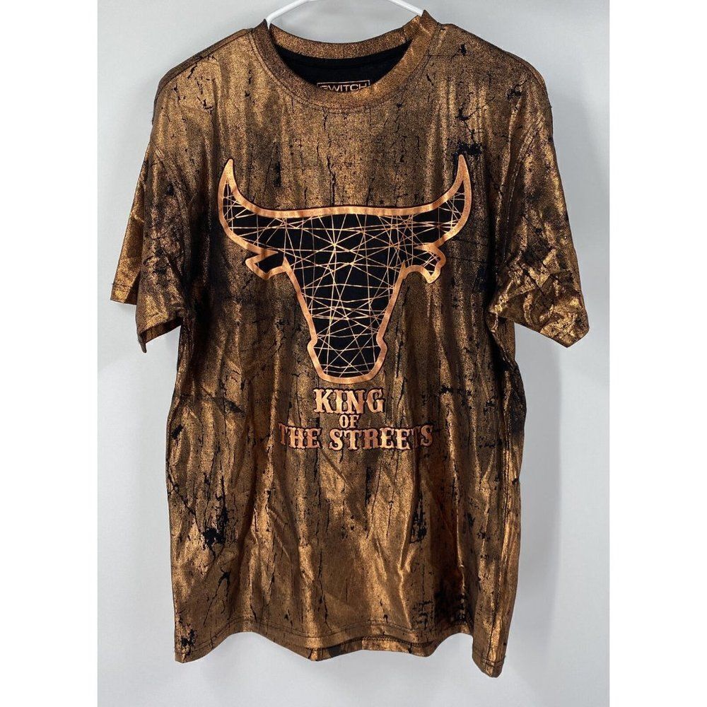 SWITCH REMARKABLE BULLS KING OF THE STREETS HIP HOP NEW GOLD SHIRT XL CHICAGO
